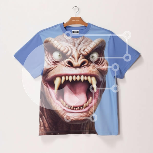 Σετ των 2 Intra Συλλεκτικό Ξύλινο Παζλ Plywood  4mm - Μπλε μπλουζάκι με Monster Graphic Σε Ξύλινο Κουτί - Διαστάσεις: 10x10 cm – 25 κομμάτια