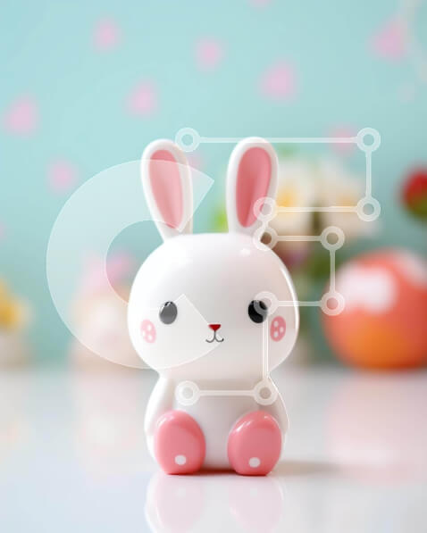 Intra Συλλεκτικό Ξύλινο Παζλ Plywood  4mm - Μικρό λευκό ειδώλιο λαγουδάκι σε διακοσμημένο τραπέζι με λουλούδια και καρδιές Σε Ξύλινο Κουτί - Διαστάσεις: 10x10 cm – 25 κομμάτια