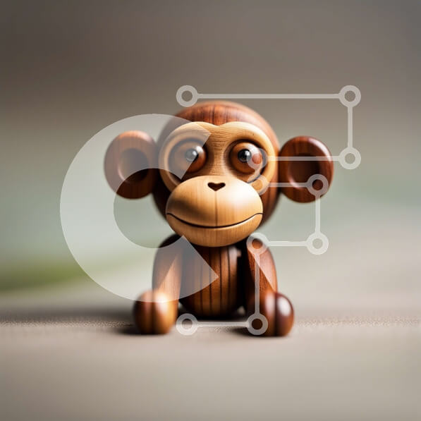 Intra Συλλεκτικό Ξύλινο Παζλ Plywood  4mm - Σοβαρό ξύλινο ειδώλιο μαϊμού στο τραπέζι Σε Ξύλινο Κουτί - Διαστάσεις: 10x10 cm – 25 κομμάτια