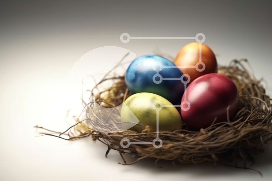 Intra Συλλεκτικό Ξύλινο Παζλ Plywood  4mm - Πολύχρωμα αυγά σε μια φωλιά - Φωτογραφία Αρχείου Σε Ξύλινο Κουτί - Διαστάσεις: 10x10 cm – 25 κομμάτια