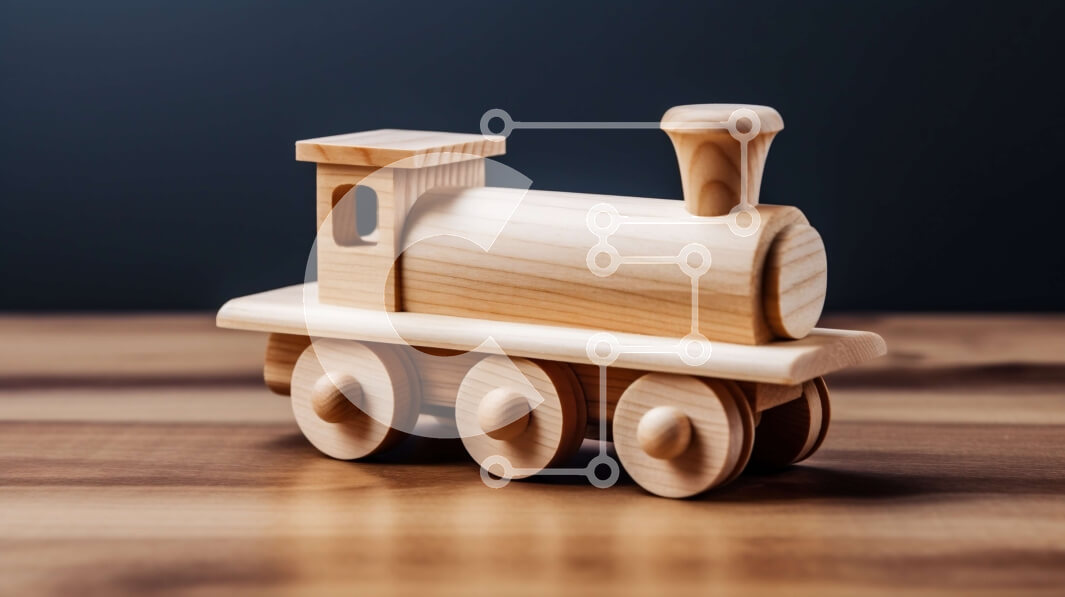 Intra Συλλεκτικό Ξύλινο Παζλ Plywood  4mm - Γοητευτικό ξύλινο τρένο παιχνιδιών σε ρουστίκ φόντο Σε Ξύλινο Κουτί - Διαστάσεις: 10x10 cm – 25 κομμάτια