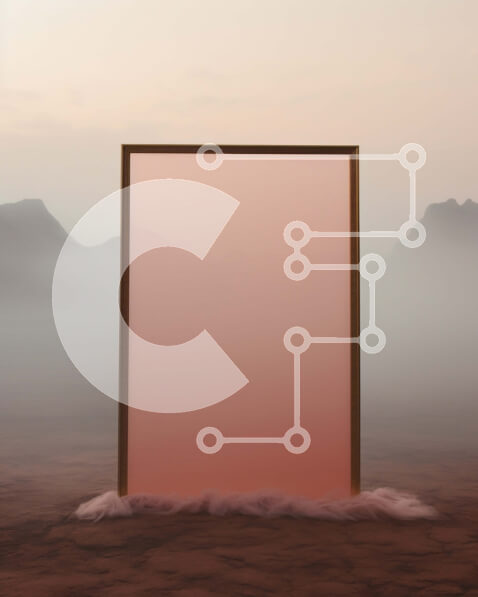 Intra Συλλεκτικό Ξύλινο Παζλ Plywood  4mm - Ροζ κορνίζα σε μια έρημο με βουνά Σε Ξύλινο Κουτί - Διαστάσεις: 10x10 cm – 25 κομμάτια