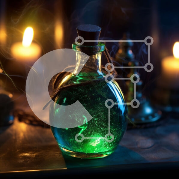 Intra Συλλεκτικό Ξύλινο Παζλ Plywood  4mm - Μυστηριώδες πράσινο φίλτρο σε μπουκάλι με αναμμένα κεριά Σε Ξύλινο Κουτί - Διαστάσεις Puzzle: 10x10 cm – 25 κομμάτια