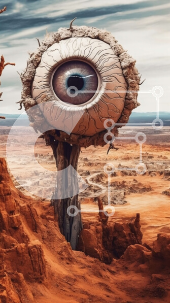 Σετ των 2 Intra Συλλεκτικό Ξύλινο Παζλ Plywood  4mm - Απόκοσμο και αλλιώτικο τοπίο με σχηματισμό βράχου σε σχήμα ματιού Σε Ξύλινο Κουτί - Διαστάσεις: 10x10 cm – 25 κομμάτια