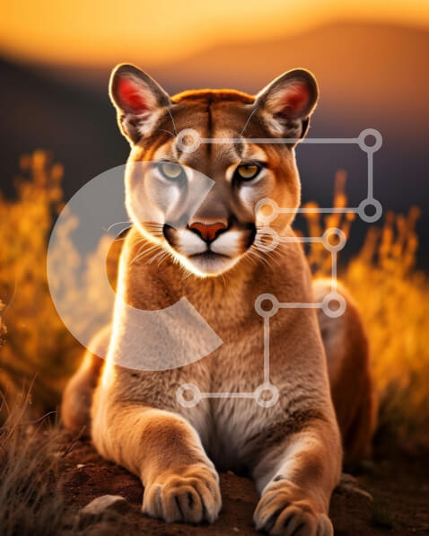 Σετ των 2 Intra Συλλεκτικό Ξύλινο Παζλ Plywood  4mm - Εκπληκτική εικόνα ενός νεαρού ορεινού λιονταριού (Puma concolor) σε βραχώδες έδαφος Σε Ξύλινο Κουτί - Διαστάσεις: 10x10 cm – 25 κομμάτια