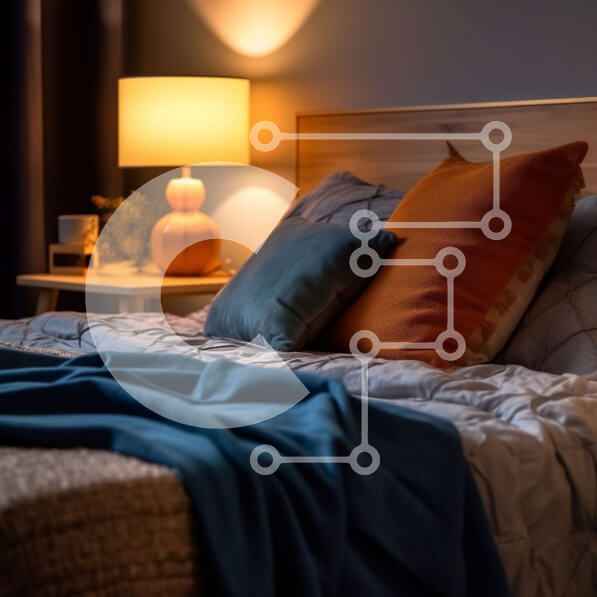 Intra Συλλεκτικό Ξύλινο Παζλ Plywood  4mm - Άνετο και άνετο υπνοδωμάτιο με κρεβάτι, κομοδίνο και φωτιστικά Σε Ξύλινο Κουτί - Διαστάσεις Puzzle: 10x10 cm – 25 κομμάτια