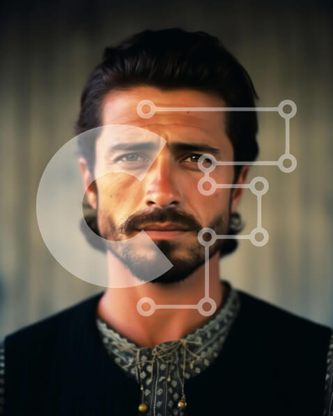 Intra Συλλεκτικό Ξύλινο Παζλ Plywood  4mm - Πορτρέτο ενός σοβαρού άνδρα με γένια και μουστάκι Σε Ξύλινο Κουτί - Διαστάσεις Puzzle: 10x10 cm – 25 κομμάτια