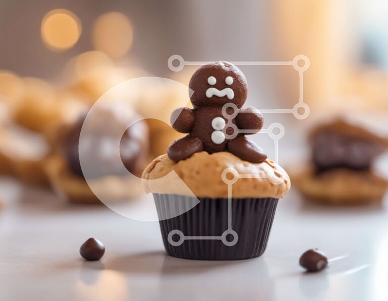 Σετ των 2 Intra Συλλεκτικό Ξύλινο Παζλ Plywood  4mm - Gingerbread Man Cupcake με σοκολάτα παγωμένο Σε Ξύλινο Κουτί - Διαστάσεις: 10x10 cm – 25 κομμάτια
