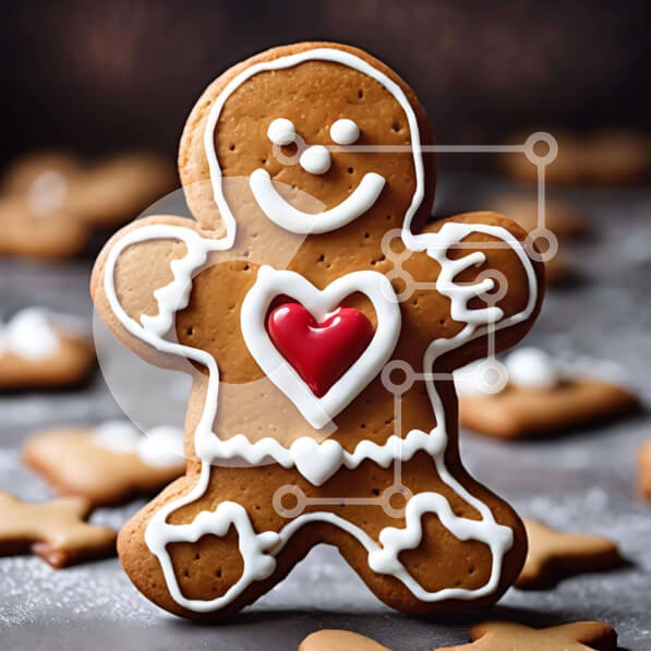 Intra Συλλεκτικό Ξύλινο Παζλ Plywood  4mm - Gingerbread Man και μπισκότα σε σχήμα καρδιάς για γιορτή των διακοπών Σε Ξύλινο Κουτί - Διαστάσεις: 10x10 cm – 25 κομμάτια