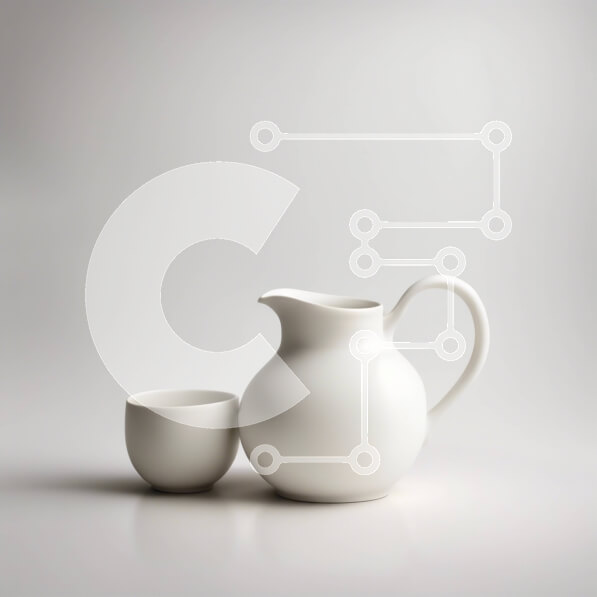 Intra Συλλεκτικό Ξύλινο Παζλ Plywood  4mm - Μινιμαλιστική Λευκή Κεραμική Στάμνα και Κύπελλο σε γκρι φόντο Σε Ξύλινο Κουτί - Διαστάσεις: 10x10 cm – 25 κομμάτια