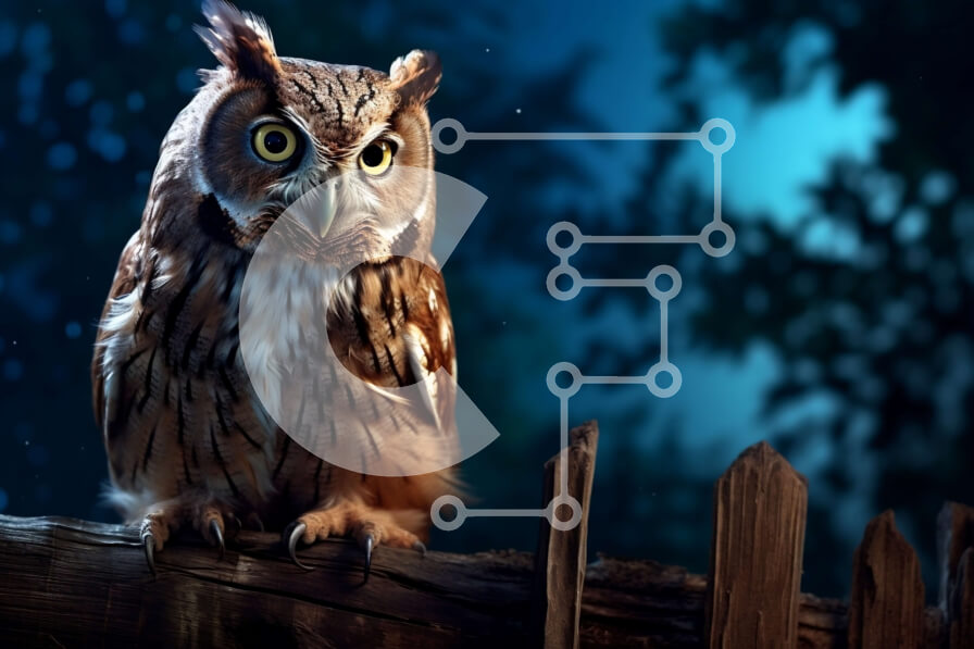 Intra Συλλεκτικό Ξύλινο Παζλ Plywood  4mm - Μαγευτική εικόνα μιας κουκουβάγιας σε μια σκοτεινή νύχτα Σε Ξύλινο Κουτί - Διαστάσεις: 10x10 cm – 25 κομμάτια