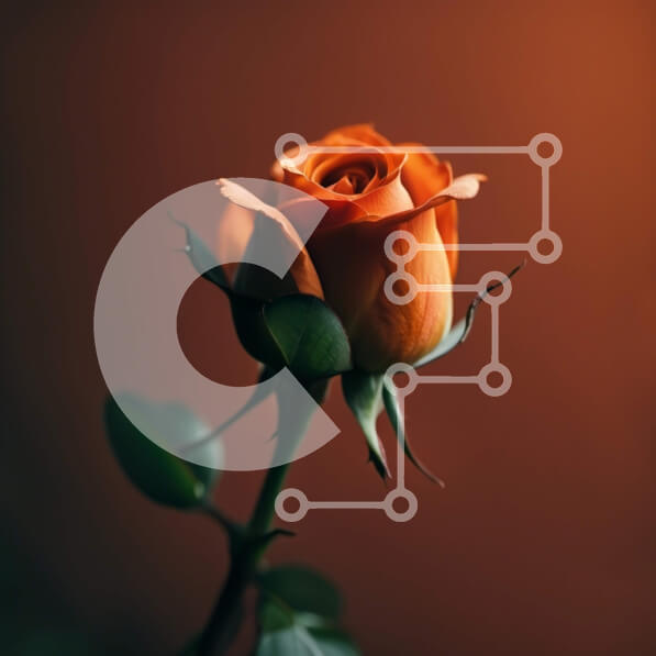 Σετ των 2 Intra Συλλεκτικό Ξύλινο Παζλ Plywood  4mm - Εκπληκτική εικόνα ενός ενιαίου πορτοκαλί τριαντάφυλλου σε καφέ φόντο Σε Ξύλινο Κουτί - Διαστάσεις: 10x10 cm – 25 κομμάτια