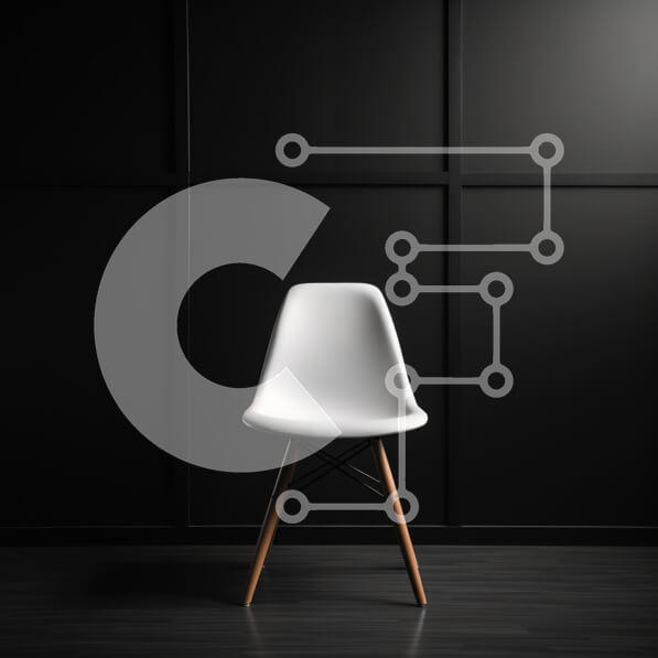 Intra Συλλεκτικό Ξύλινο Παζλ Plywood  4mm - Σύγχρονη λευκή πλαστική καρέκλα μπροστά από τον μαύρο τοίχο Σε Ξύλινο Κουτί - Διαστάσεις Puzzle: 10x10 cm – 25 κομμάτια