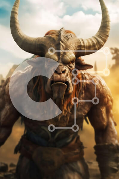 Σετ των 2 Intra Συλλεκτικό Ξύλινο Παζλ Plywood  4mm - Ισχυρός ταύρος που στέκεται σε μια βραχώδη έξαρση στην έρημο Σε Ξύλινο Κουτί - Διαστάσεις: 10x10 cm – 25 κομμάτια