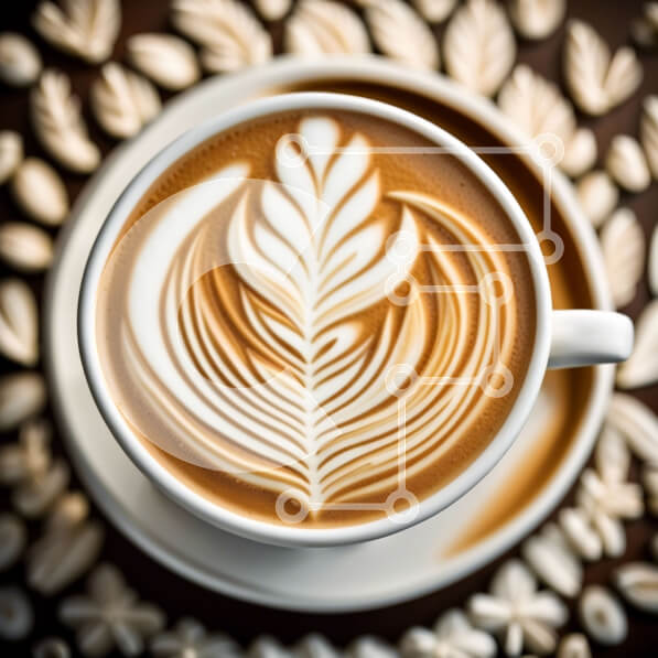 Σετ των 2 Intra Συλλεκτικό Ξύλινο Παζλ Plywood  4mm - Εκπληκτική εικόνα μιας λευκής κούπας καφέ με σχέδιο φύλλων και κόκκους καφέ Σε Ξύλινο Κουτί - Διαστάσεις: 10x10 cm – 25 κομμάτια