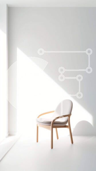 Intra Συλλεκτικό Ξύλινο Παζλ Plywood  4mm - Μινιμαλιστική εσωτερική διακόσμηση με ξύλινη καρέκλα σε λευκό δωμάτιο Σε Ξύλινο Κουτί - Διαστάσεις Puzzle: 10x10 cm – 25 κομμάτια