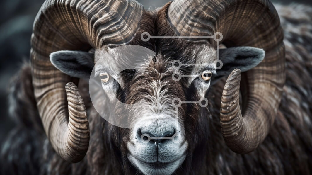 Σετ των 2 Intra Συλλεκτικό Ξύλινο Παζλ Plywood  4mm - Όμορφη εικόνα ενός καφέ κριού με σγουρά κέρατα Σε Ξύλινο Κουτί - Διαστάσεις: 10x10 cm – 25 κομμάτια