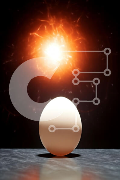 Σετ των 2 Intra Συλλεκτικό Ξύλινο Παζλ Plywood  4mm - Αυγό στο τραπέζι με πορτοκαλί και κόκκινο φόντο Σε Ξύλινο Κουτί - Διαστάσεις: 10x10 cm – 25 κομμάτια