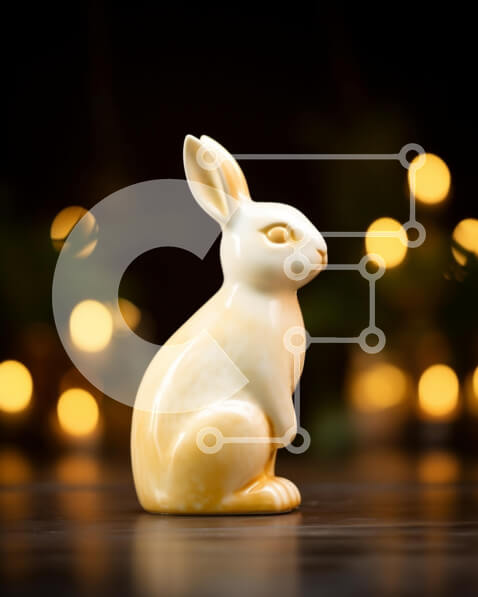 Intra Συλλεκτικό Ξύλινο Παζλ Plywood  4mm - Λευκό ειδώλιο λαγουδάκι με φώτα γύρω Σε Ξύλινο Κουτί - Διαστάσεις: 10x10 cm – 25 κομμάτια