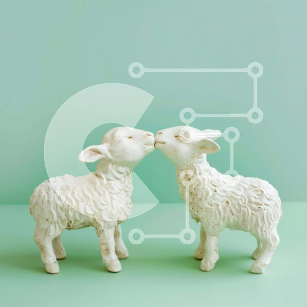 Intra Συλλεκτικό Ξύλινο Παζλ Plywood  4mm - Φιλιά ειδώλια προβάτων σε πράσινο φόντο Σε Ξύλινο Κουτί - Διαστάσεις: 10x10 cm – 25 κομμάτια