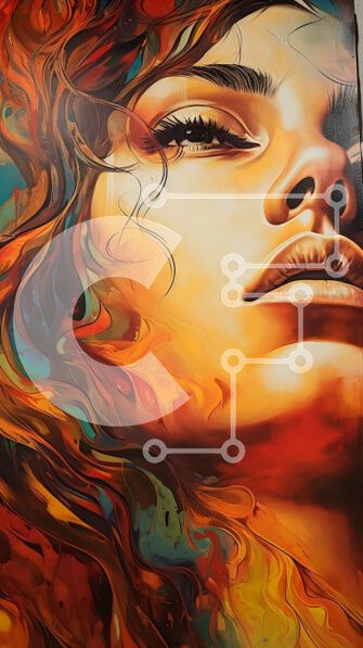 Intra Συλλεκτικό Ξύλινο Παζλ Plywood  4mm - Γαλήνιο πορτρέτο μιας γυναίκας με μακριά σγουρά μαλλιά σε ζωηρά χρώματα Σε Ξύλινο Κουτί - Διαστάσεις Puzzle: 10x10 cm – 25 κομμάτια