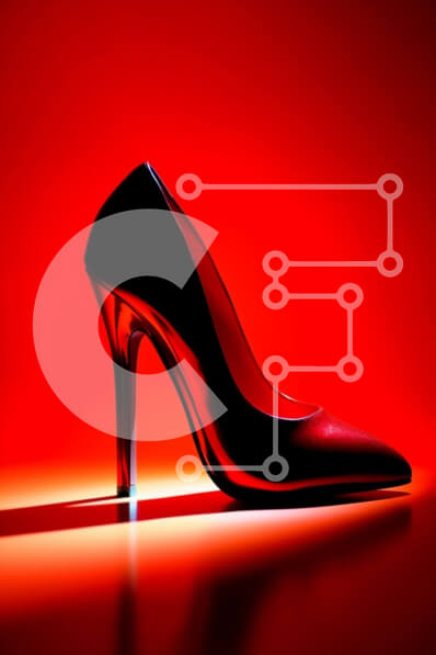 Intra Συλλεκτικό Ξύλινο Παζλ Plywood  4mm - Γυαλιστερό κόκκινο ψηλοτάκουνο παπούτσι με μυτερή μύτη και τακούνι στιλέτο Σε Ξύλινο Κουτί - Διαστάσεις Puzzle: 10x10 cm – 25 κομμάτια