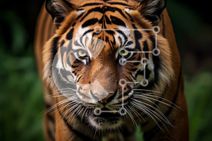 Σετ των 2 Intra Συλλεκτικό Ξύλινο Παζλ Plywood  4mm - Όμορφη εικόνα μιας τίγρης που περπατά σε ένα φυσικό βιότοπο Σε Ξύλινο Κουτί - Διαστάσεις: 10x10 cm – 25 κομμάτια