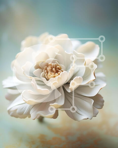 Intra Συλλεκτικό Ξύλινο Παζλ Plywood  4mm - Κομψό λευκό λουλούδι σε αφηρημένο φόντο Σε Ξύλινο Κουτί - Διαστάσεις: 10x10 cm – 25 κομμάτια