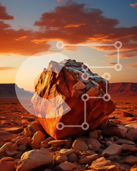 Σετ των 2 Intra Συλλεκτικό Ξύλινο Παζλ Plywood  4mm - Εκπληκτικό τοπίο ηλιοβασιλέματος με έναν μεγάλο βράχο στην έρημο Σε Ξύλινο Κουτί - Διαστάσεις: 10x10 cm – 25 κομμάτια