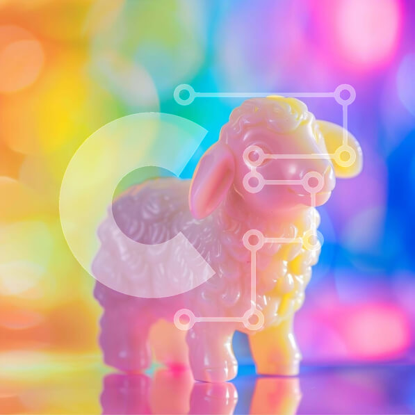 Intra Συλλεκτικό Ξύλινο Παζλ Plywood  4mm - Πολύχρωμο παιχνίδι πρόβατα σε φόντο Bokeh Σε Ξύλινο Κουτί - Διαστάσεις Puzzle: 10x10 cm – 25 κομμάτια