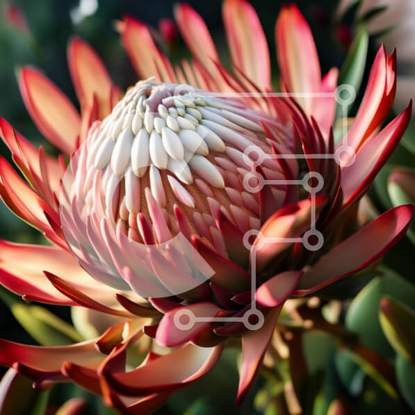 Intra Συλλεκτικό Ξύλινο Παζλ Plywood  4mm - Όμορφη κοντινή εικόνα ενός κόκκινου και λευκού λουλουδιού με πράσινα φύλλα Σε Ξύλινο Κουτί - Διαστάσεις: 10x10 cm – 25 κομμάτια