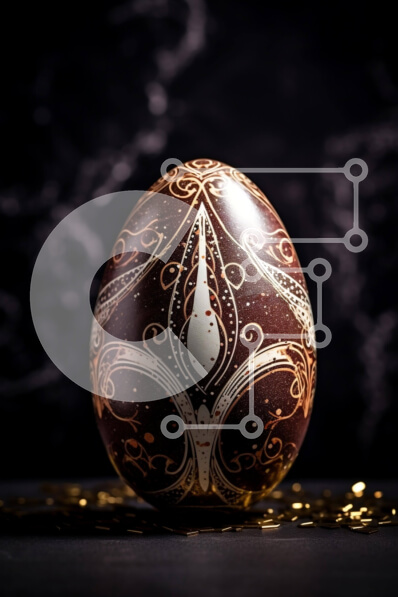 Intra Συλλεκτικό Ξύλινο Παζλ Plywood  4mm - Περίτεχνα διακοσμημένο σοκολατένιο πασχαλινό αυγό σε σκούρο φόντο Σε Ξύλινο Κουτί - Διαστάσεις: 10x10 cm – 25 κομμάτια