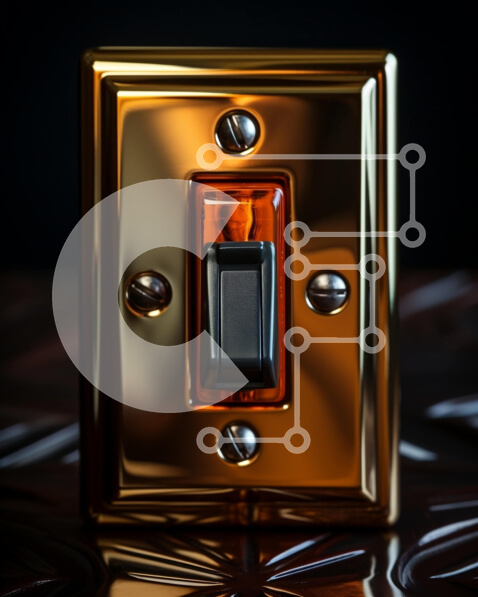 Intra Συλλεκτικό Ξύλινο Παζλ Plywood  4mm - Κομψός χρυσός διακόπτης φωτός για τις ανάγκες εσωτερικής διακόσμησης Σε Ξύλινο Κουτί - Διαστάσεις Puzzle: 10x10 cm – 25 κομμάτια