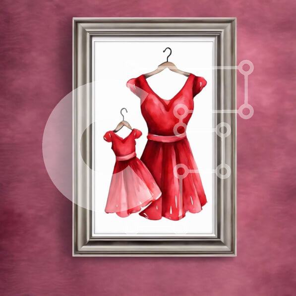 Intra Συλλεκτικό Ξύλινο Παζλ Plywood  4mm - Ζωγραφική με ακουαρέλα δύο κόκκινων φορεμάτων στην έκθεση γκαλερί τέχνης Σε Ξύλινο Κουτί - Διαστάσεις Puzzle: 10x10 cm – 25 κομμάτια