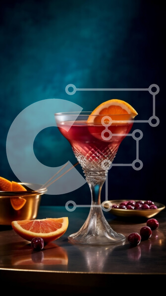 Intra Συλλεκτικό Ξύλινο Παζλ Plywood  4mm - Νόστιμο κόκκινο κοκτέιλ με φέτα πορτοκαλιού σε ποτήρι Martini Σε Ξύλινο Κουτί - Διαστάσεις: 10x10 cm – 25 κομμάτια