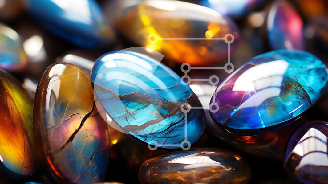 Intra Συλλεκτικό Ξύλινο Παζλ Plywood  4mm - Κοντινό πλάνο πολύχρωμων πολύτιμων λίθων στο σωρό Σε Ξύλινο Κουτί - Διαστάσεις Puzzle: 10x10 cm – 25 κομμάτια