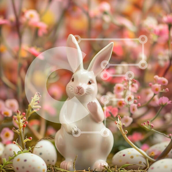 Intra Συλλεκτικό Ξύλινο Παζλ Plywood  4mm - Ειδώλιο λαγουδάκι του Πάσχα με λουλούδια και πασχαλινά αυγά Σε Ξύλινο Κουτί - Διαστάσεις: 10x10 cm – 25 κομμάτια