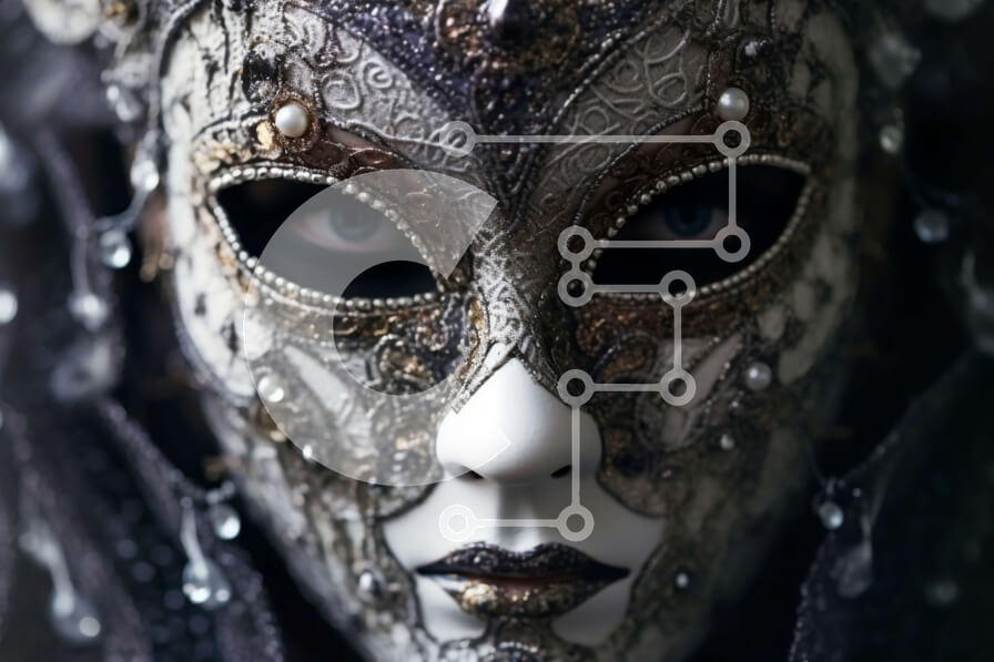 Intra Συλλεκτικό Ξύλινο Παζλ Plywood  4mm - Όμορφη γυναίκα με μια περίπλοκη βενετσιάνικη μάσκα Σε Ξύλινο Κουτί - Διαστάσεις Puzzle: 10x10 cm – 25 κομμάτια