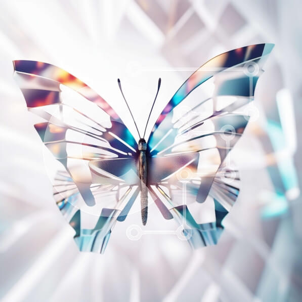 Intra Συλλεκτικό Ξύλινο Παζλ Plywood  4mm - Όμορφη εικόνα μιας πολύχρωμης πεταλούδας κατά την πτήση Σε Ξύλινο Κουτί - Διαστάσεις: 10x10 cm – 25 κομμάτια