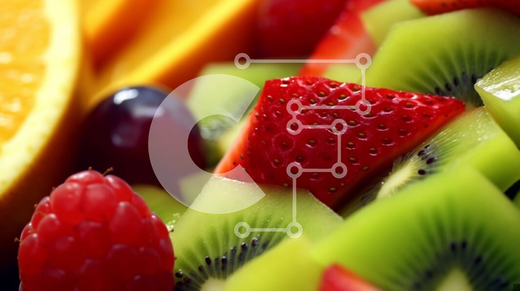 Σετ των 2 Intra Συλλεκτικό Ξύλινο Παζλ Plywood  4mm - Πιάτο με φρέσκα φρούτα - πορτοκάλια, ακτινίδια και φράουλες Σε Ξύλινο Κουτί - Διαστάσεις: 10x10 cm – 25 κομμάτια