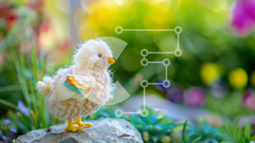 Intra Συλλεκτικό Ξύλινο Παζλ Plywood  4mm - Παιχνίδι κοτόπουλο σε βράχο με πολύχρωμα λουλούδια και φυτά Σε Ξύλινο Κουτί - Διαστάσεις: 10x10 cm – 25 κομμάτια