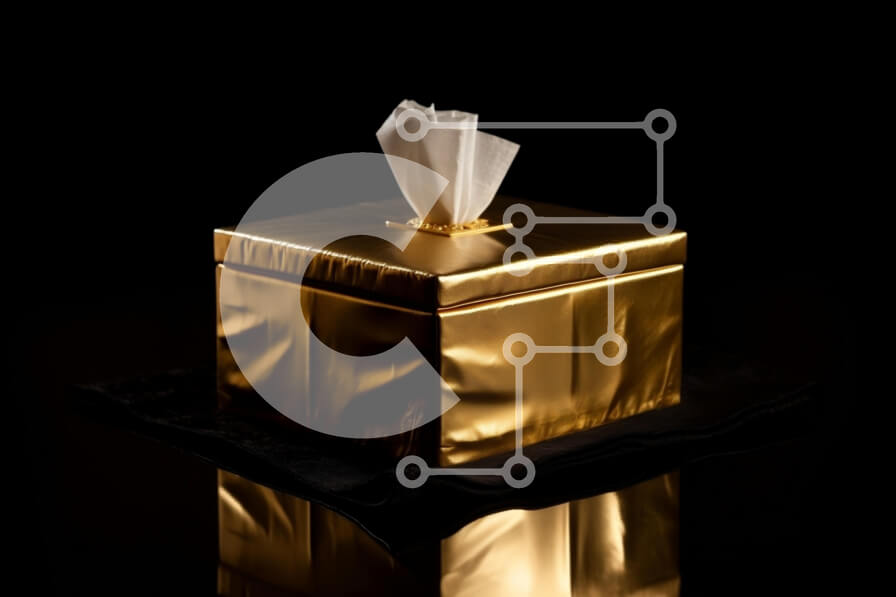 Intra Συλλεκτικό Ξύλινο Παζλ Plywood  4mm - Πολυτελές χρυσό χαρτομάντιλο σε σκούρο φόντο Σε Ξύλινο Κουτί - Διαστάσεις: 10x10 cm – 25 κομμάτια