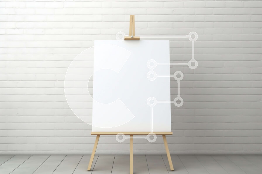 Intra Συλλεκτικό Ξύλινο Παζλ Plywood  4mm - Κενός καμβάς σε καβαλέτο μπροστά από λευκό τοίχο από τούβλα Σε Ξύλινο Κουτί - Διαστάσεις Puzzle: 10x10 cm – 25 κομμάτια