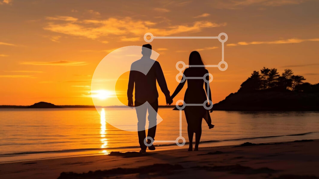 Intra Συλλεκτικό Ξύλινο Παζλ Plywood  4mm - Ζευγάρι που περπατά στην παραλία στο ηλιοβασίλεμα Σε Ξύλινο Κουτί - Διαστάσεις Puzzle: 10x10 cm – 25 κομμάτια