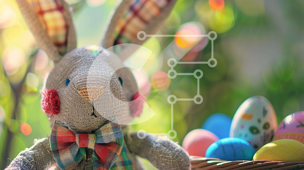 Intra Συλλεκτικό Ξύλινο Παζλ Plywood  4mm - Χαρούμενη πασχαλινή γιορτή με γεμιστό κουνελάκι και πολύχρωμα αυγά Σε Ξύλινο Κουτί - Διαστάσεις Puzzle: 10x10 cm – 25 κομμάτια