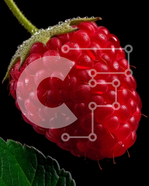 Σετ των 2 Intra Συλλεκτικό Ξύλινο Παζλ Plywood  4mm - Φρέσκο ​​κόκκινο βατόμουρο με σταγονίδια νερού σε ένα πράσινο φύλλο Σε Ξύλινο Κουτί - Διαστάσεις: 10x10 cm – 25 κομμάτια