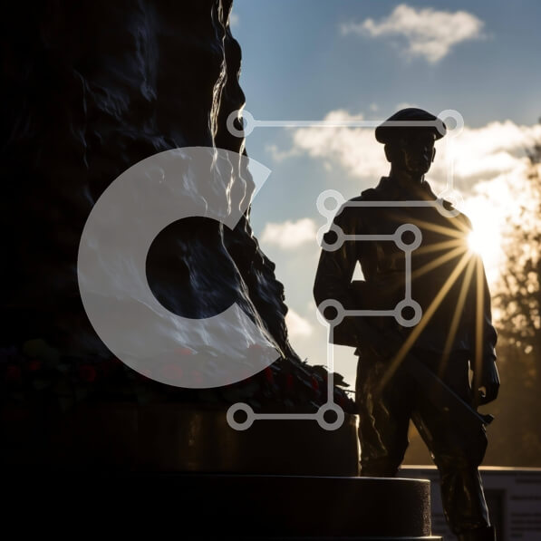 Intra Συλλεκτικό Ξύλινο Παζλ Plywood  4mm - Άγαλμα στρατιώτη με τον ήλιο στο φόντο Σε Ξύλινο Κουτί - Διαστάσεις Puzzle: 10x10 cm – 25 κομμάτια