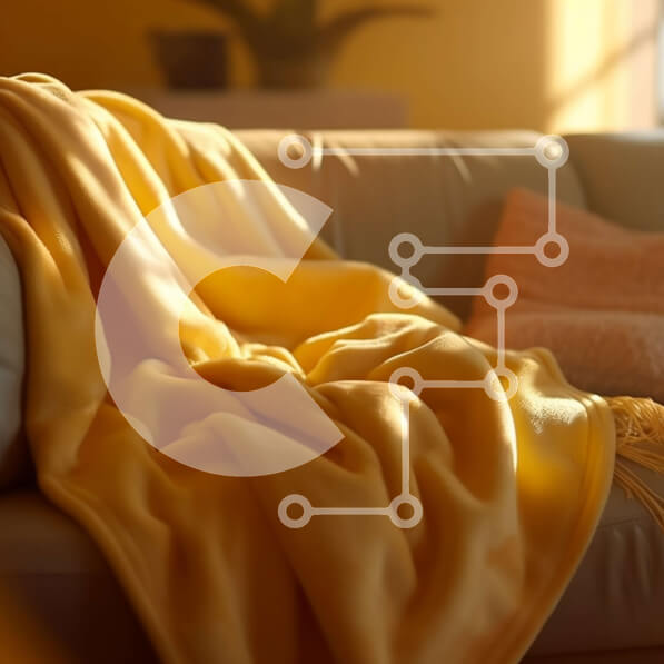 Intra Συλλεκτικό Ξύλινο Παζλ Plywood  4mm - Ζεστό και άνετο σαλόνι με κίτρινη κουβέρτα και φως του ήλιου Σε Ξύλινο Κουτί - Διαστάσεις Puzzle: 10x10 cm – 25 κομμάτια