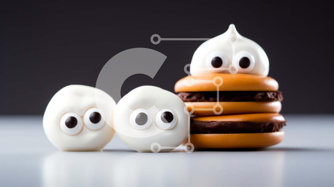 Σετ των 2 Intra Συλλεκτικό Ξύλινο Παζλ Plywood  4mm - Στοίβα από Marshmallows σοκολάτας με Googly Eyes και Cookies Ghost Σε Ξύλινο Κουτί - Διαστάσεις: 10x10 cm – 25 κομμάτια