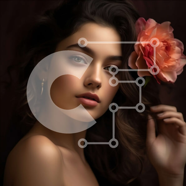 Σετ των 2 Intra Συλλεκτικό Ξύλινο Παζλ Plywood  4mm - Εκπληκτικό πορτρέτο μιας γυναίκας με ροζ τριαντάφυλλο στα μαλλιά της Σε Ξύλινο Κουτί - Διαστάσεις: 10x10 cm – 25 κομμάτια